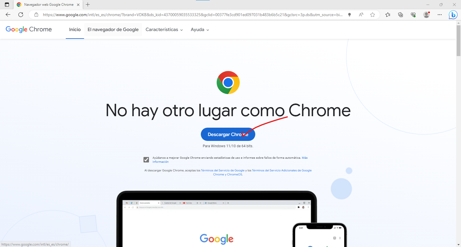 Haz clic para Descargar Google Chrome en tu PC
